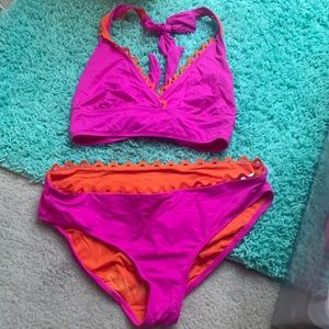 Orange & Pink bikini top and bottom.